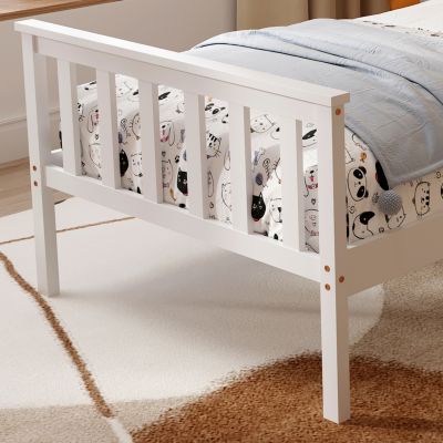 BED WITH MATTRESS GIMLY HM21300.01 PINE WOOD IN WHITE COLOR FOR MATTRESS 90x190cm