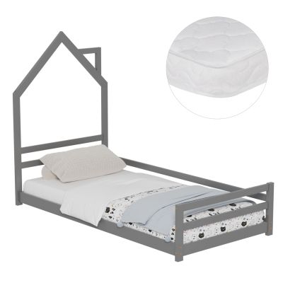BED WITH MATTRESS HOUSER HM21301.01 PINE WOOD IN GREY COLOR--MATTRESS 90x190cm