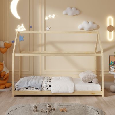 BED WITH MATTRESS PEPE HM21302 PINE WOOD IN NATURAL WOOD COLOR--MATTRESS 90x190cm