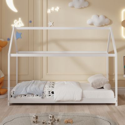 BED WITH MATTRESS PEPE HM21302.01 PINE WOOD IN WHITE COLOR--MATTRESS 90x190cm