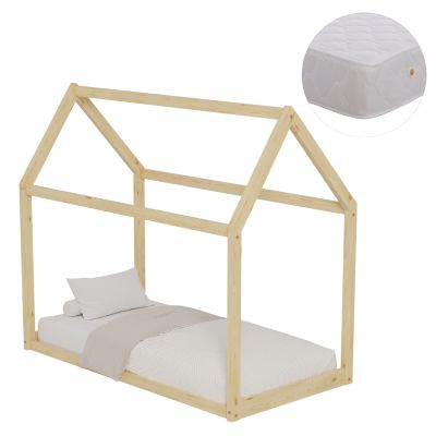 BED WITH MATTRESS PEPE HM21303 PINE WOOD IN NATURAL WOOD COLOR--MATTRESS 70x140cm