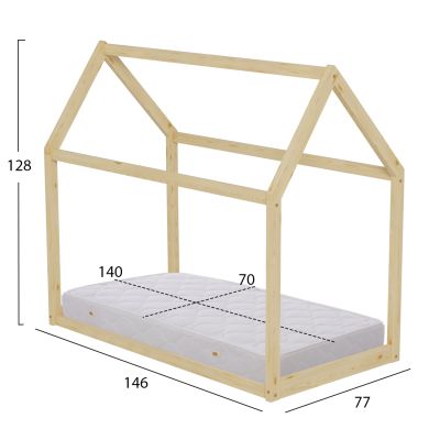 BED WITH MATTRESS PEPE HM21303 PINE WOOD IN NATURAL WOOD COLOR--MATTRESS 70x140cm
