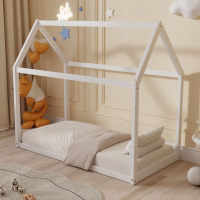 BED WITH MATTRESS PEPE HM21303.01 PINE WOOD IN WHITE COLOR--MATTRESS 70x140cm