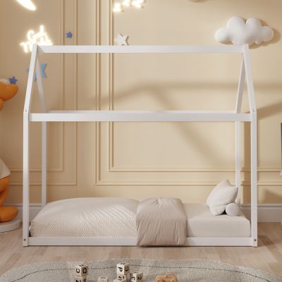 BED WITH MATTRESS PEPE HM21303.01 PINE WOOD IN WHITE COLOR--MATTRESS 70x140cm