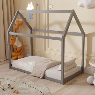 BED WITH MATTRESS PEPE HM21303.02 PINE WOOD IN GREY COLOR--MATTRESS 70x140cm