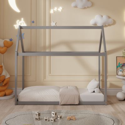 BED WITH MATTRESS PEPE HM21303.02 PINE WOOD IN GREY COLOR--MATTRESS 70x140cm