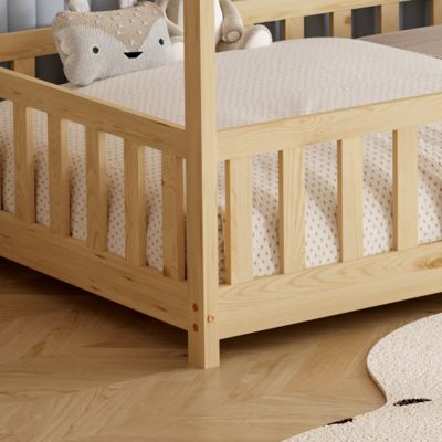 BED WITH MATTRESS PHYLLIS HM21304 PINE WOOD IN NATURAL WOOD COLOR--MATTRESS 90x190cm