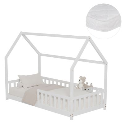 BED WITH MATTRESS PHYLLIS HM21304.01 PINE WOOD IN WHITE COLOR--MATTRESS 90x190cm