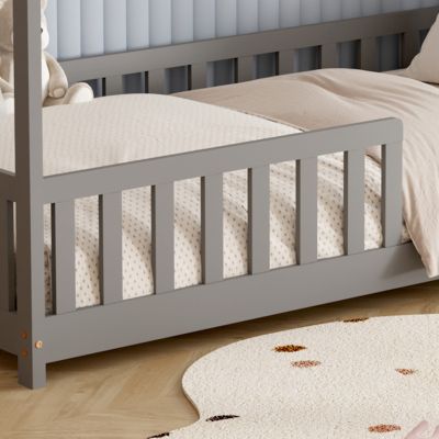 BED WITH MATTRESS PHYLLIS HM21304.02 PINE WOOD IN GREY COLOR--MATTRESS 90x190cm