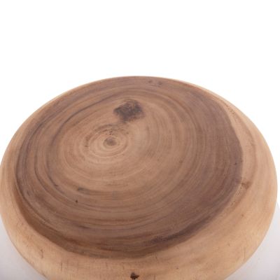 STOOL PUFFAT HM18172.02 FIBER CEMENT IN WHITE-TEAK WOOD TOP Φ45x46Hcm.