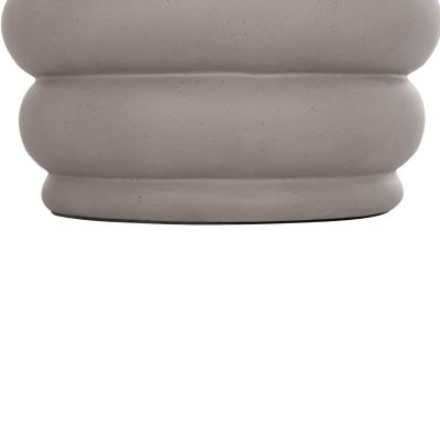 STOOL PUFFAT HM18172.03 FIBER CEMENT IN GREY-TEAK WOOD TOP Φ45x46Hcm.