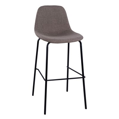 Stool with metallic frame and fabric in brown color 47x50x106cm HM8579.03