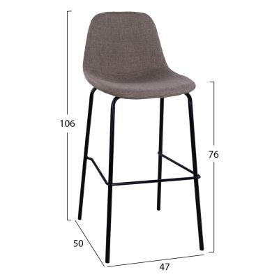 Stool with metallic frame and fabric in brown color 47x50x106cm HM8579.03
