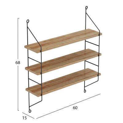 СТЕННИ РАФТОВЕ ACHALA HM9185.11 МЕЛАМИН В ЕСТЕСТВЕН ДЪБ 60x15x68Hcm.