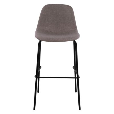 Stool with metallic frame and fabric in brown color 47x50x106cm HM8579.03