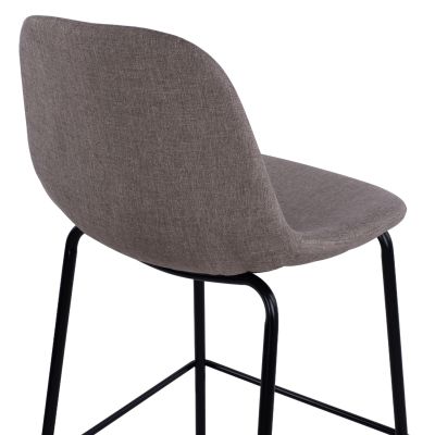 Stool with metallic frame and fabric in brown color 47x50x106cm HM8579.03