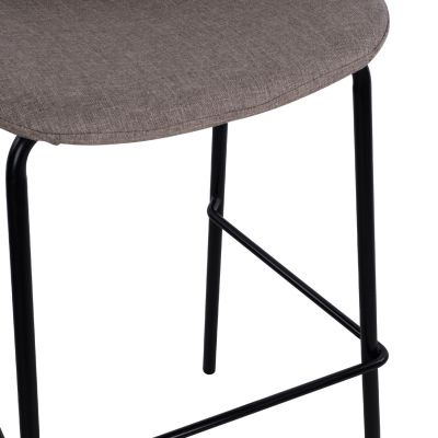 Stool with metallic frame and fabric in brown color 47x50x106cm HM8579.03