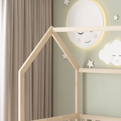 BED WITH SLIDE PHYLLIS HM21310 PINE WOOD IN NATURAL--WITH MATTRESS 90x190cm