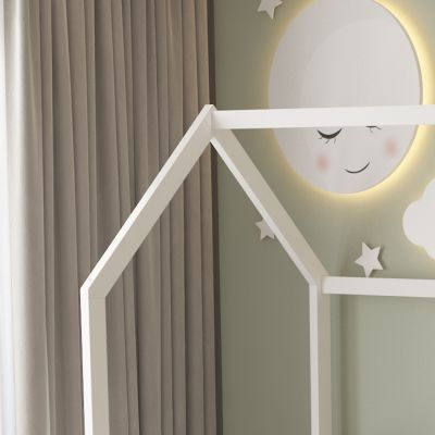 BED WITH SLIDE PHYLLIS HM21310.01 PINE WOOD IN WHITE--WITH MATTRESS 90x190cm