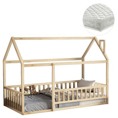 BED WITH MATTRESS HOUSER HM21315 PINE WOOD IN NATURAL COLOR--MATTRESS 90x190cm