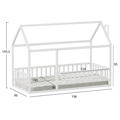 BED WITH MATTRESS HOUSER HM21315.01 PINE WOOD IN WHITE--MATTRESS 90x190cm