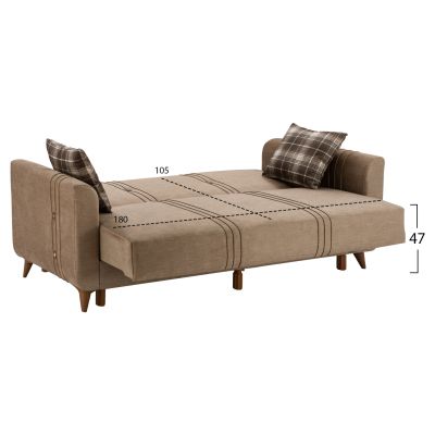 HM11752 sofa-bed set, 2-seater and 3-seater, beige fabric