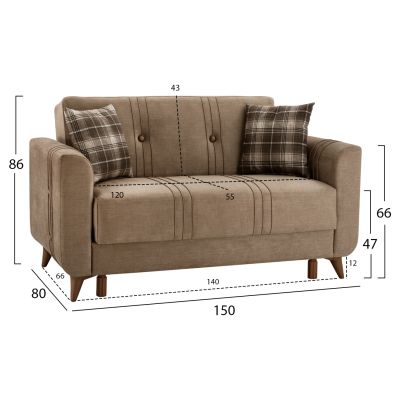 HM11752 sofa-bed set, 2-seater and 3-seater, beige fabric