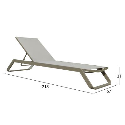SUNLOUNGER MARIMAR HM6562.03 ALUMINUM FRAME IN TAUPE & TEXTILENE IN BEIGE 218x67x31Hcm