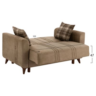 HM11752 sofa-bed set, 2-seater and 3-seater, beige fabric