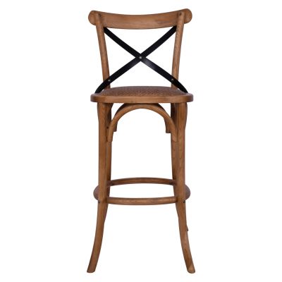 Бар стол Дървен Forenza HM8304 Металик с кръстосана облегалка 50x58x113 см