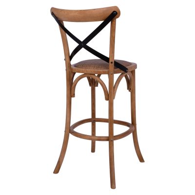 Бар стол Дървен Forenza HM8304 Металик с кръстосана облегалка 50x58x113 см