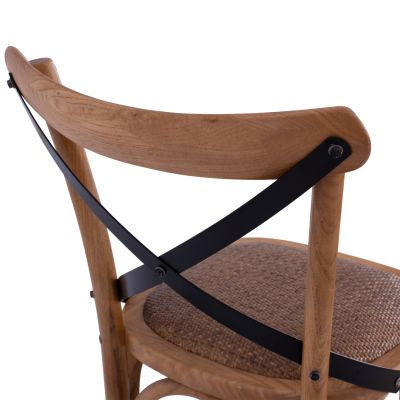 Бар стол Дървен Forenza HM8304 Металик с кръстосана облегалка 50x58x113 см