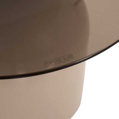 SET 2 COFFEE TABLES BELLINS HM18314.04 BEIGE METAL BASES--GLASS TOPS Φ50cm & Φ40cm