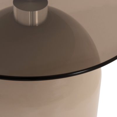 SET 2 COFFEE TABLES BELLINS HM18314.04 BEIGE METAL BASES--GLASS TOPS Φ50cm & Φ40cm