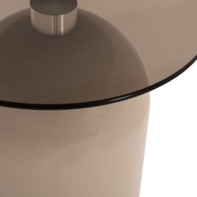 SET 2 COFFEE TABLES BELLINS HM18314.04 BEIGE METAL BASES--GLASS TOPS Φ50cm & Φ40cm