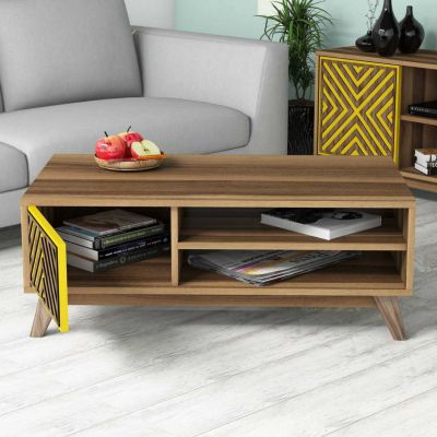 LIVING ROOM COMPOSITION HM11853.04 2PCS MELAMINE IN WALNUT-YELLOW