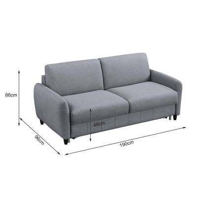SOFABED WITH FOLDABLE MATTRESS ETUDINE HM3311.01 GREY FABRIC 190x98x90Hcm