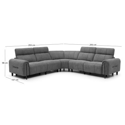 CORNER SOFA WITH 2 RECLINE SEATS ORACLE HM3290.01 GREY FABRIC 293x293x98Hcm.
