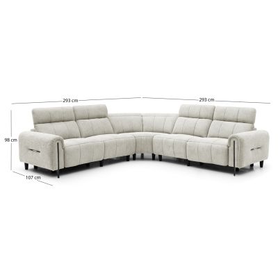 CORNER SOFA WITH 2 RECLINE SEATS ORACLE HM3290.02 BEIGE FABRIC 293x293x98Hcm.