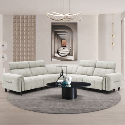 CORNER SOFA WITH 2 RECLINE SEATS ORACLE HM3290.02 BEIGE FABRIC 293x293x98Hcm.
