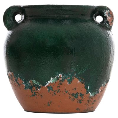 DECORATIVE VASE HM4380 TERRACOTTA IN ANTIQUE GREEN COLORING Φ24Χ23Hcm.
