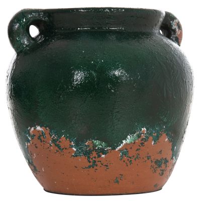 DECORATIVE VASE HM4380 TERRACOTTA IN ANTIQUE GREEN COLORING Φ24Χ23Hcm.