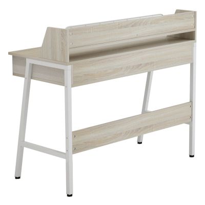 DESK OLIVIER HM2129.01 MELAMINE IN SONAMA AND WHITE-WHITE METAL FRAME 104Χ48Χ89Hcm.