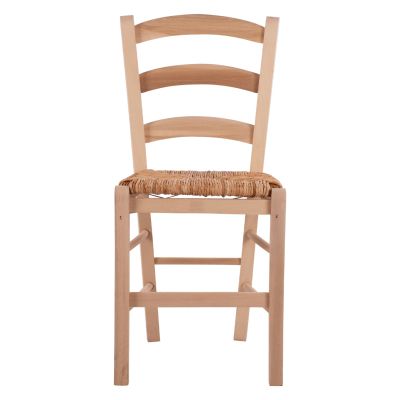 Традиционен небоядисан стол Paros от масив бук със слама HM10379.02