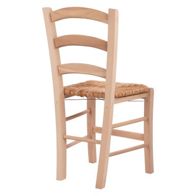 Традиционен небоядисан стол Paros от масив бук със слама HM10379.02