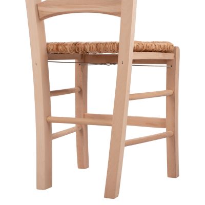 Традиционен небоядисан стол Paros от масив бук със слама HM10379.02