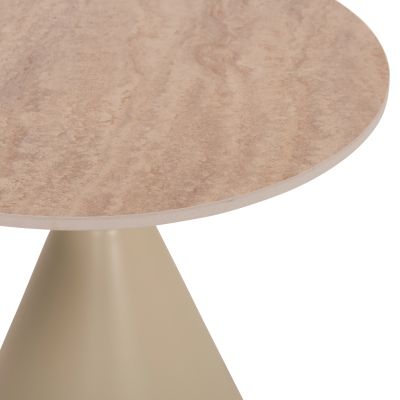 SET 2 COFFEE TABLES JEN HM18305.04 METAL IN CHAMPAGNE-CERAMIC IN TRAVERTINE COLORING Φ50cm & Φ70cm