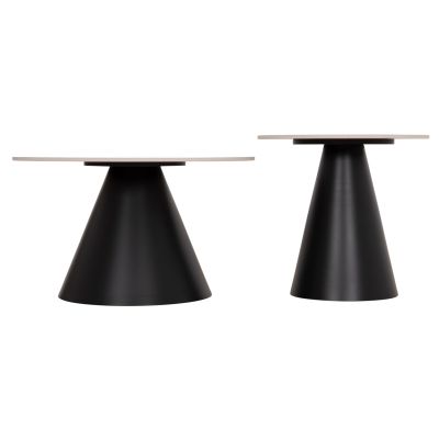SET 2 COFFEE TABLES RIDGE(X) HM18307.02 SINTERED STONE TOPS--BLACK BASES Φ50cm & Φ70cm