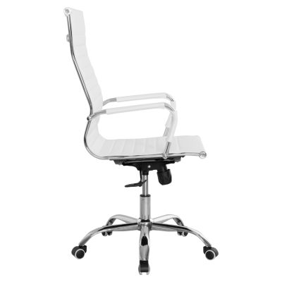 MANAGER'S OFFICE CHAIR BOSS HM1059.32 WHITE PU-CHROMED METAL FRAME AND BASE 53x57x109Hcm.