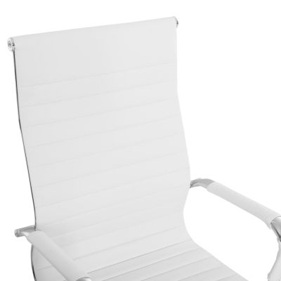MANAGER'S OFFICE CHAIR BOSS HM1059.32 WHITE PU-CHROMED METAL FRAME AND BASE 53x57x109Hcm.